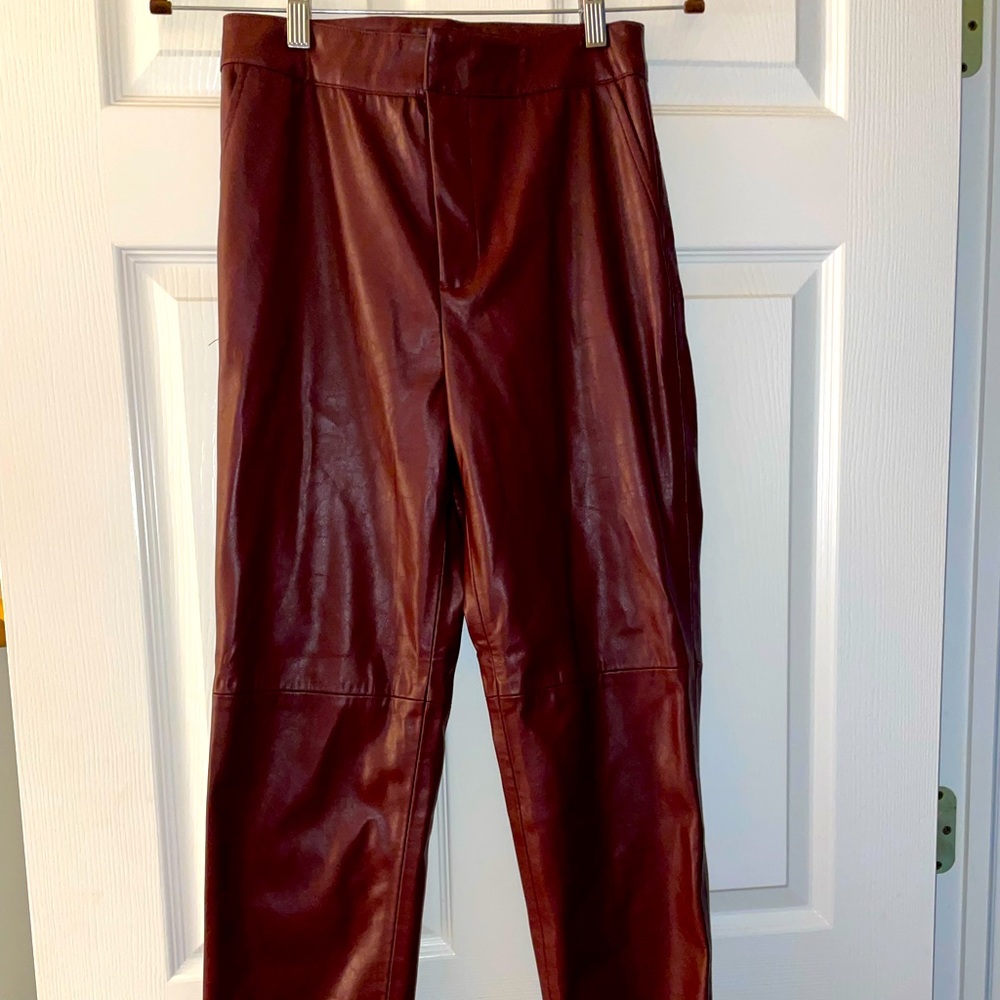 Maroon leather pants